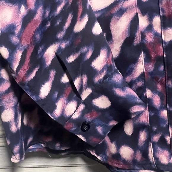 Robert Rodriguez Purple Geometric Watercolor Lyndsey Midnight Blouse Career - Picture 2 of 6